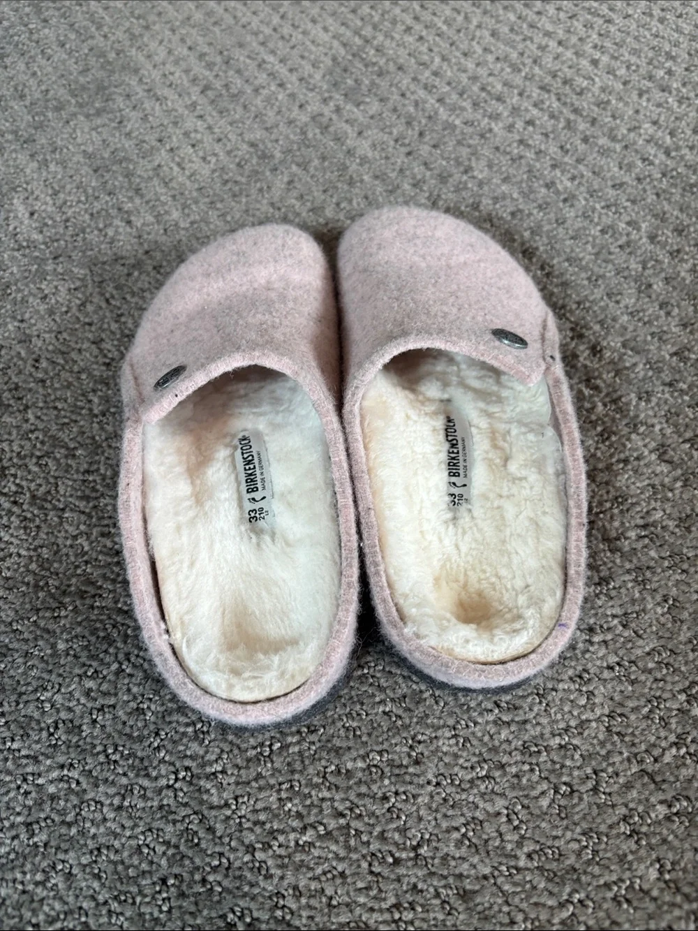Birkenstock Kids Pink Wool Slip-On Clogs